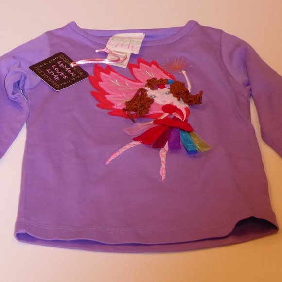 Lemon Loves Lime Purple Girl Toddler Size 2 Years Fairy Applique Embroidery Top - Picture 6 of 6